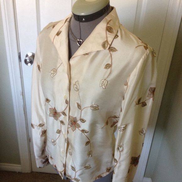 Coldwater Creek Embroidered Silk Blouse