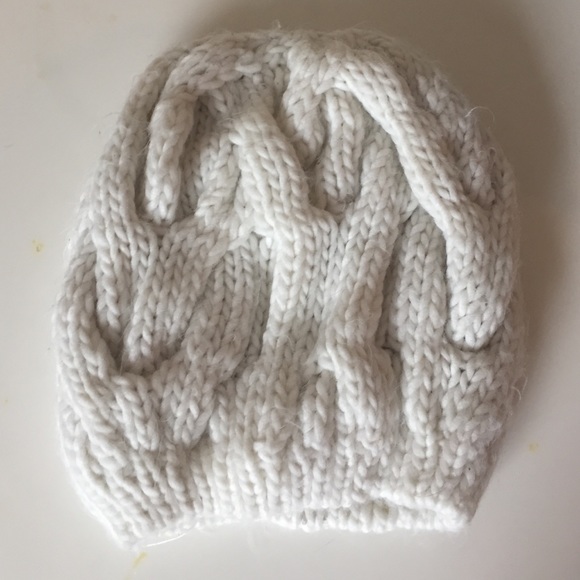 White Cable Knit Beanie
