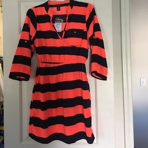 Women's Dress Coral and Navy Blue Medium