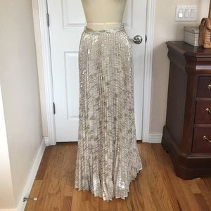 Anthropology full length metallic gold skirt