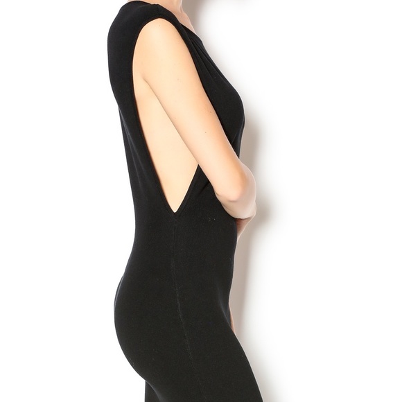 Black ribbed knit open sides body-con midi dress