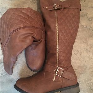 Brown leather boots