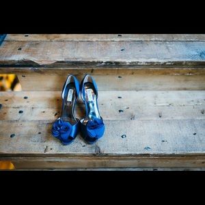 Badgley Mischka Blue Peep Toe Heels