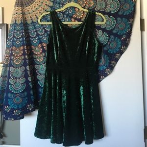 Bogo Green crushed velvet dress and white tank