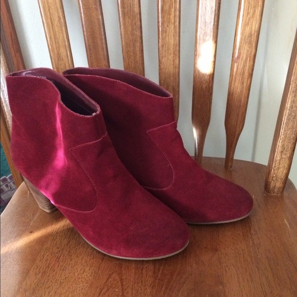 Burgundy suede ankle boots