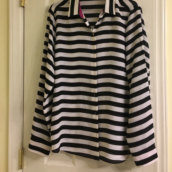 Sheer stripe button up