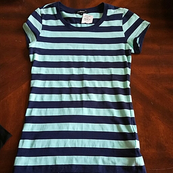 Blue & teal striped shirt