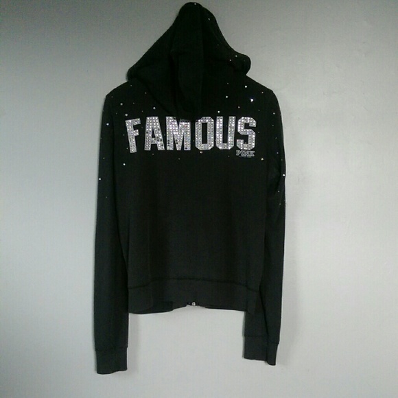 "FAMOUS" Lightweight Black Zip-Up Hoodie