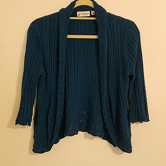 Teal Crochet Cardigan