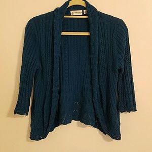 Teal Crochet Cardigan