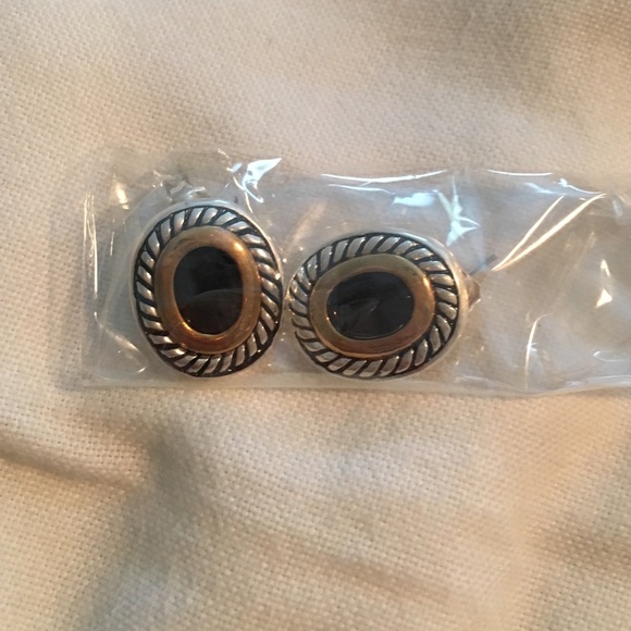 Cable cord silver and gold earrings