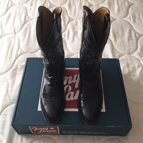 Tony Lama black leather boots