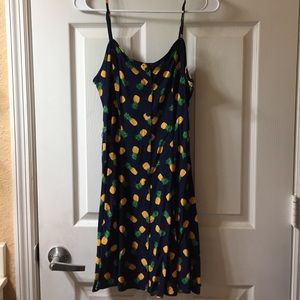 navy blue button down pineapple dress