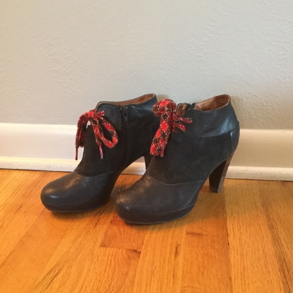 Anthropologie Navy Blue Leather Booties