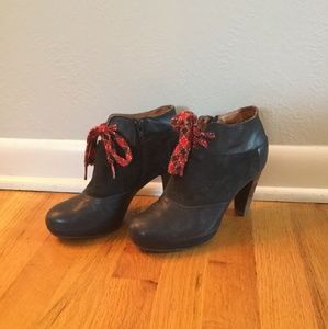 Anthropologie Navy Blue Leather Booties