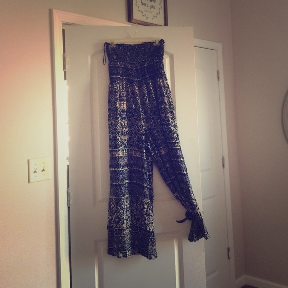 Strapless wide leg one piece medium