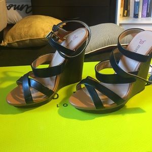 Strappy leather wedges