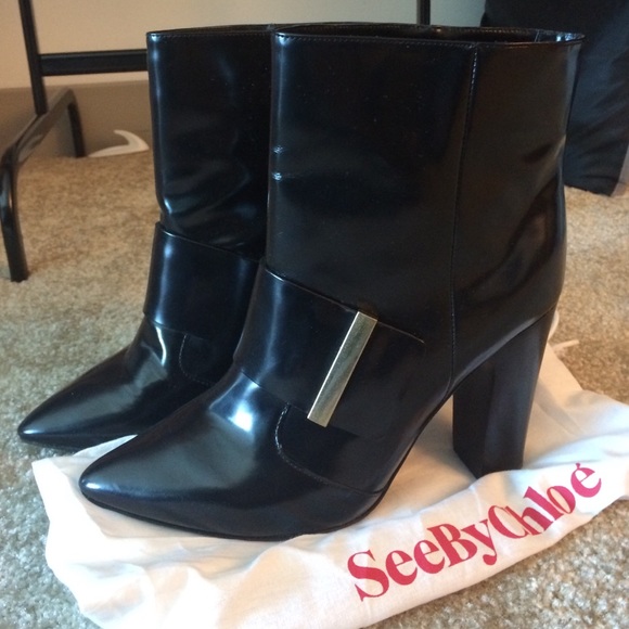 See by Chloé Wide Strap Ankle Boots, worn once!