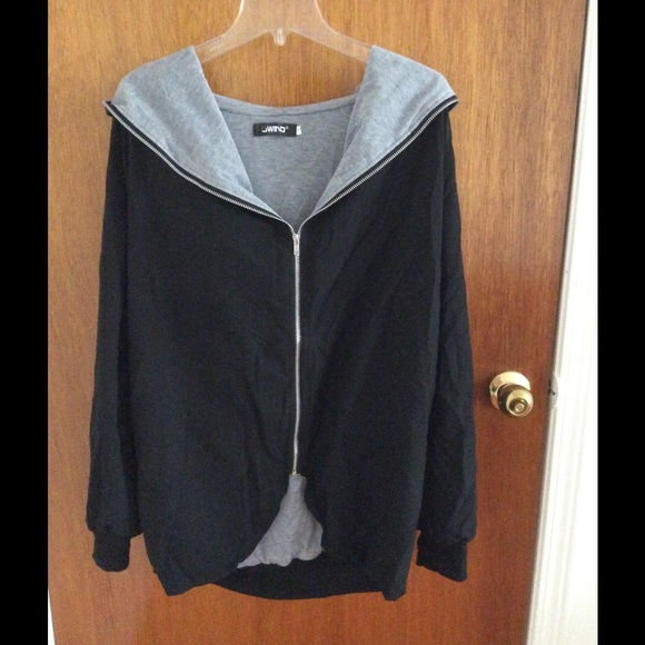 Zipper trim hooded coat size S/M