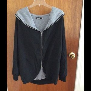 Zipper trim hooded coat size S/M