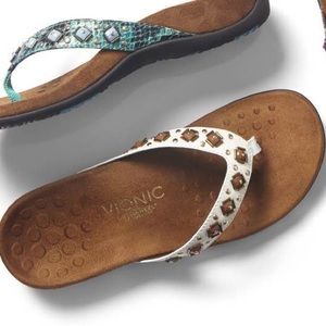 Vionic floriana sandal, white/bronze, size 6 EUC