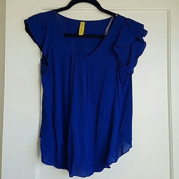 Francesca's- Open Back Blue Top