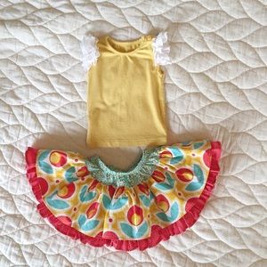 Persnickety Floral Circle Skirt and Yellow Top