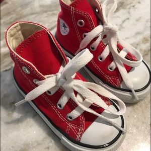 Toddler red high top converse "chucks"