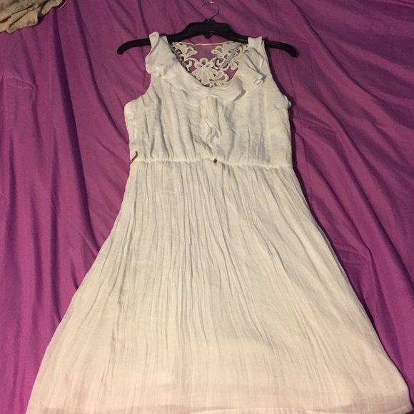 White laced knee length dress