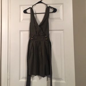 Military green deep v dress