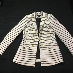 H&M White and Black Striped Blazer