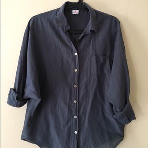 AG Silk & cotton blend button down shirt, Grey.