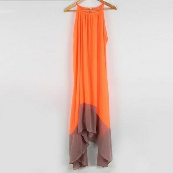 NWOT BEAUTIFUL SHEER LINED CHIFFON MAXI DRESS - Picture 3 of 8