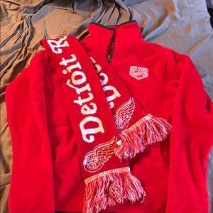Red Wings weatshirt and scarf