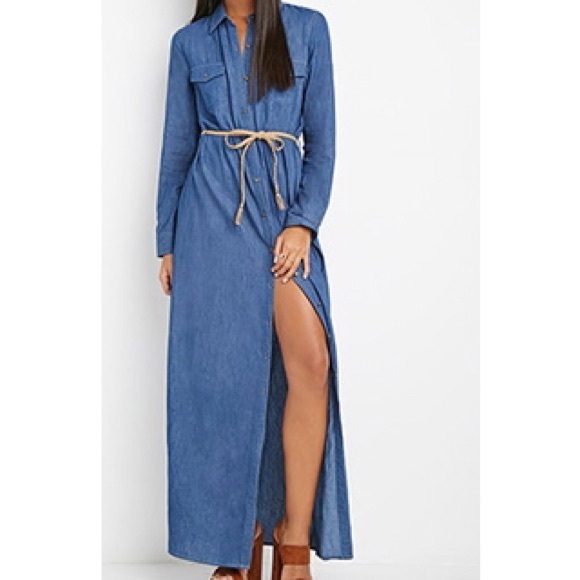zara denim maxi dress