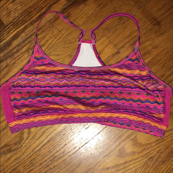 Pink and tiki sports bra