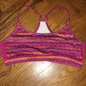 Pink and tiki sports bra