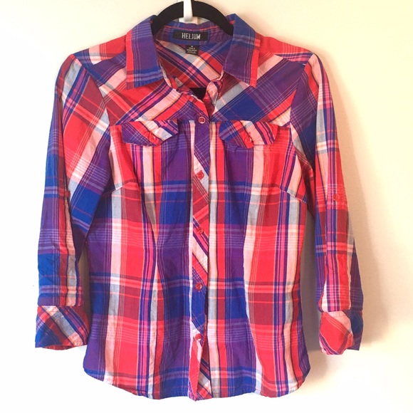 Vibrant Plaid Top - Picture 3 of 4