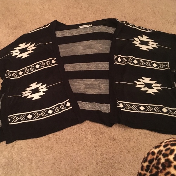 Black and White Aztec Poncho