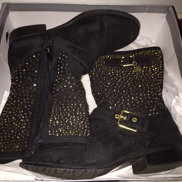 Black and Gold Stuart Weitzman Boots
