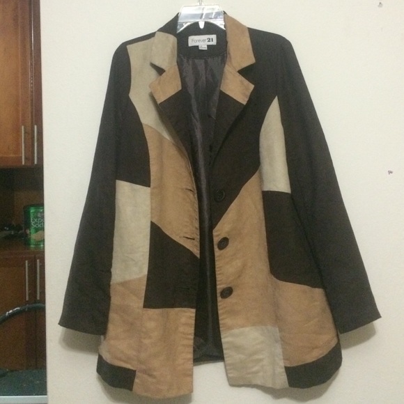Forever 21 brown and tan pea coat - Picture 2 of 4