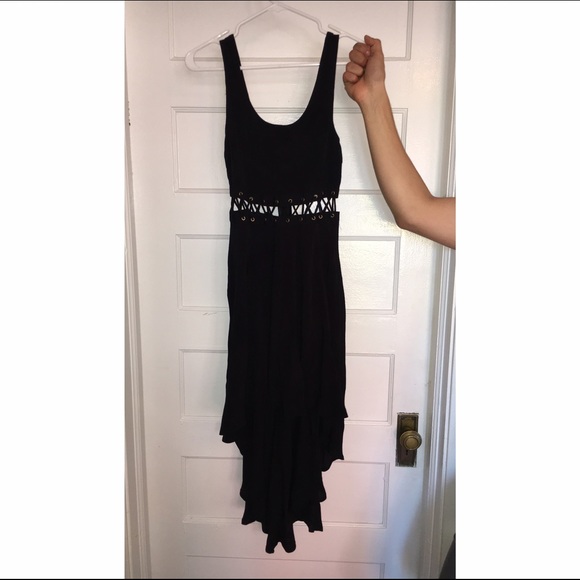 Black Lush Lace-Up Dress