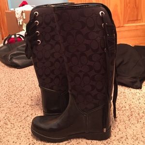 Cute black coach rain boots
