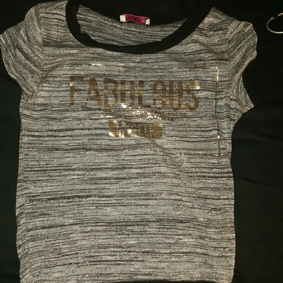 Crop top with "fabolus" on it