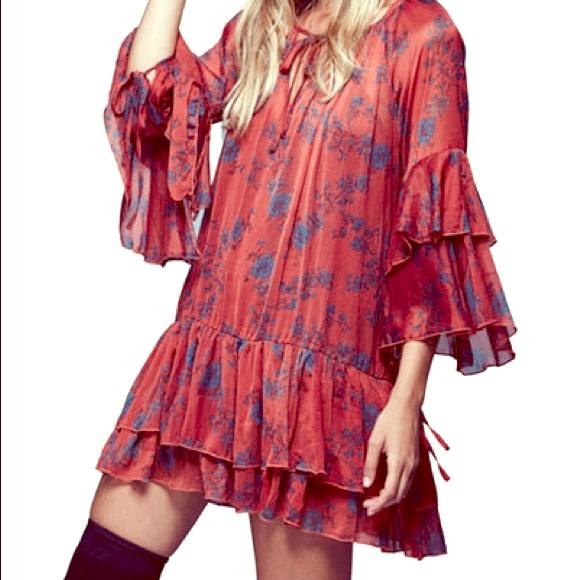 Free People Red Sunsetter mini dress