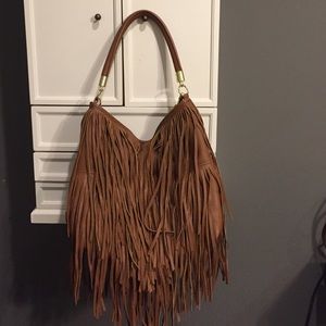 Brown fringe bag