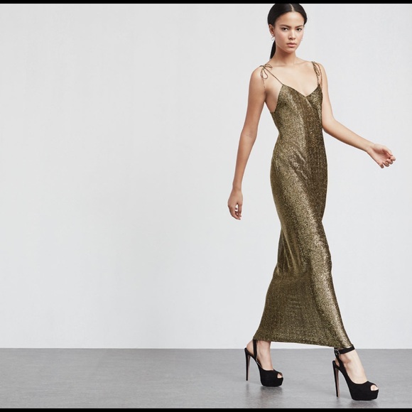 reformation gold dress