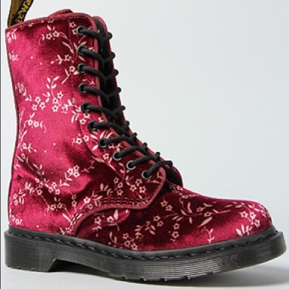 Doc Martin's cherry blossom velvet boots - Picture 1 of 3