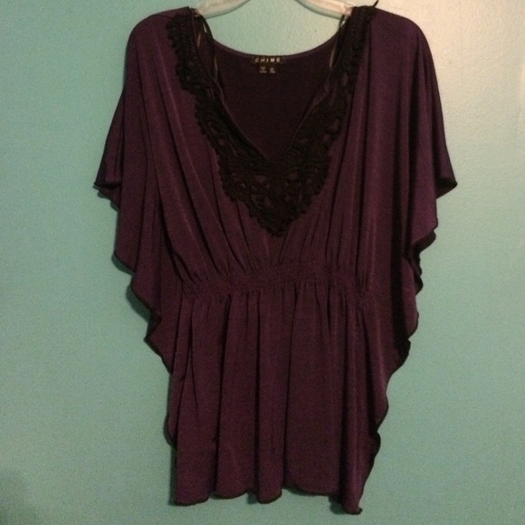 Purple blouse with crochet detail