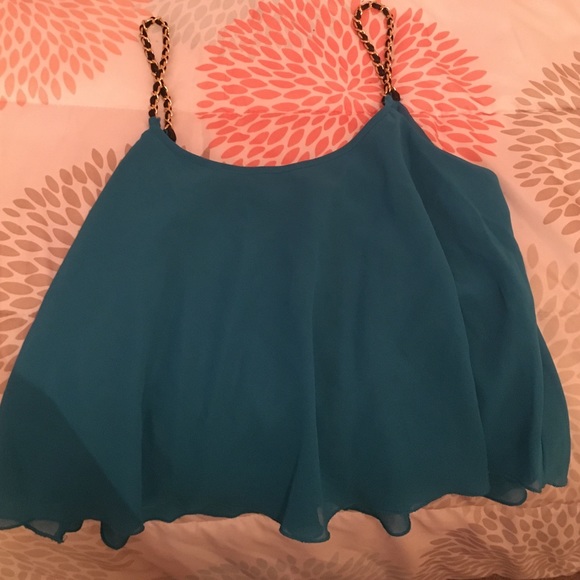Blue Crop Top/Black & Golf chain straps